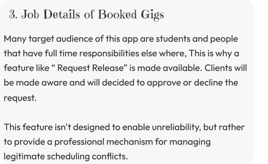 3. Job Details of Booked Gigs — design description